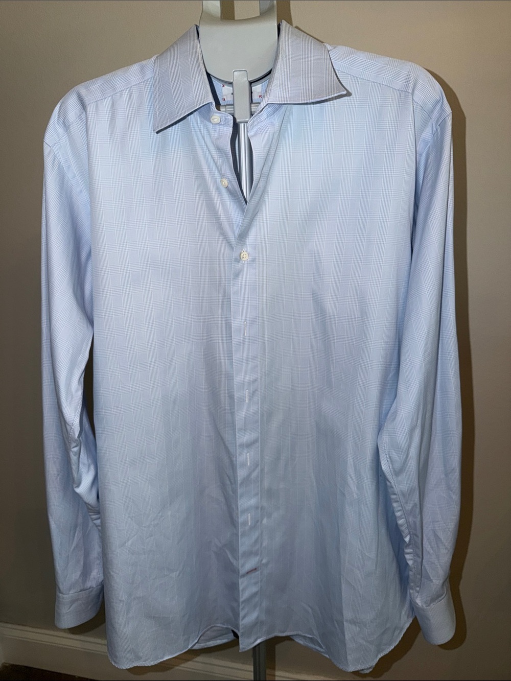 Ike Behar Tailored Barney’s NEW YORK Light Blue Dress Shirt with Contrast Collar